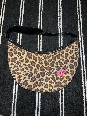 Betsey Johnson Betseyville Quilted Leopard Print Studded Handle Purse